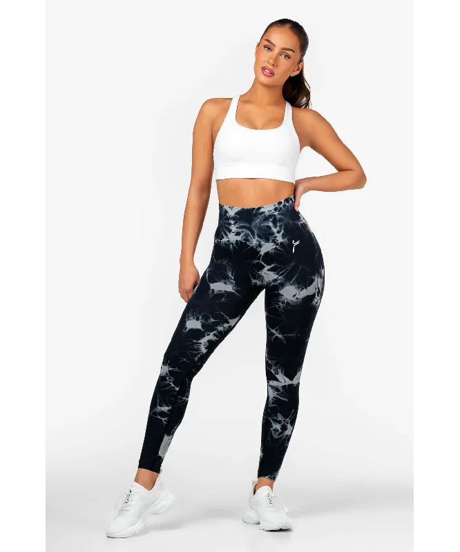 Famme Black Tie Dye Scrunch Leggings