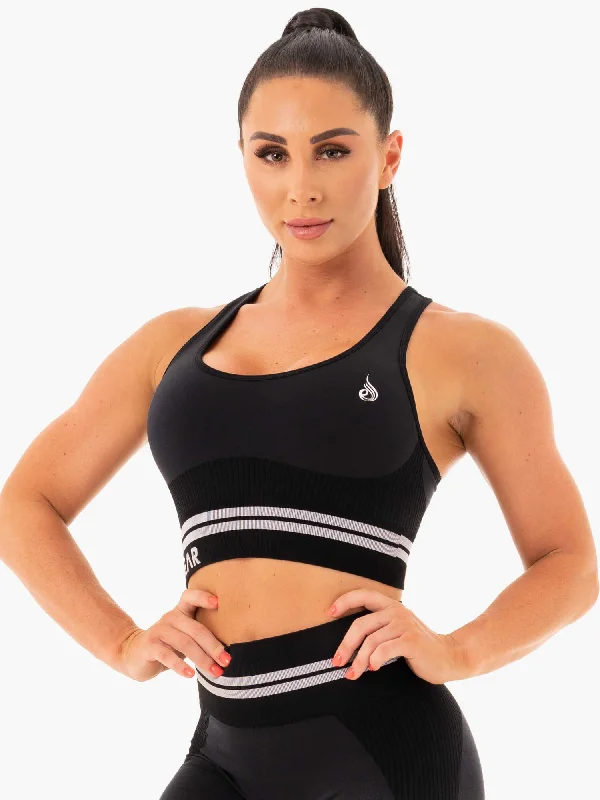 Freestyle Seamless Longline Sports Bra - Black