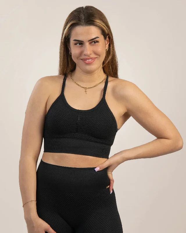 Gavelo Seamless HoneyComb Black Sports Bra