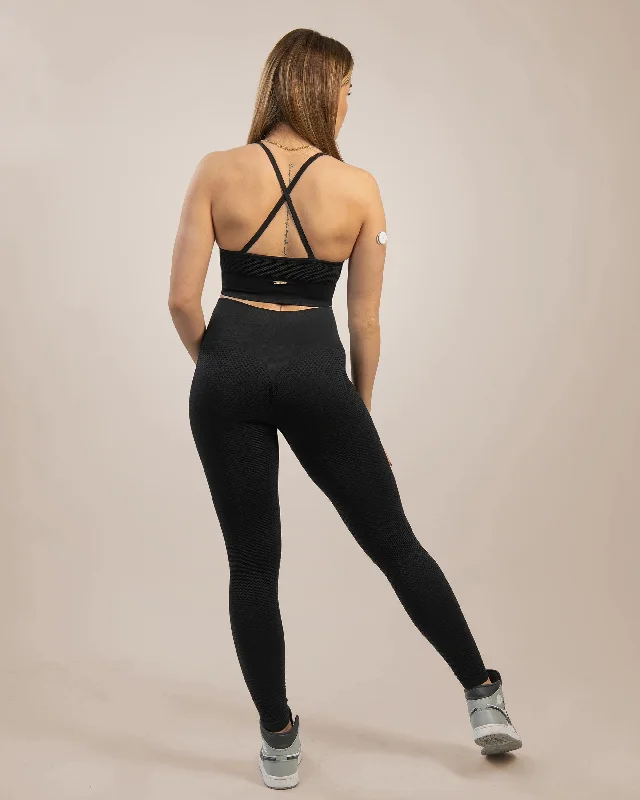 Gavelo Seamless HoneyComb Black Sports Bra