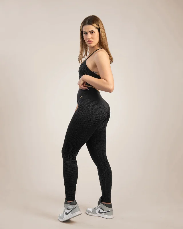 Gavelo Seamless HoneyComb Black Sports Bra