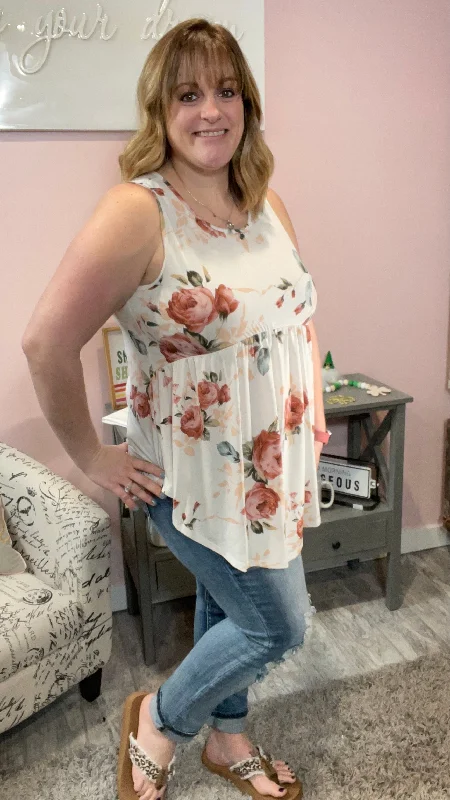 Ivory Floral Tank Top