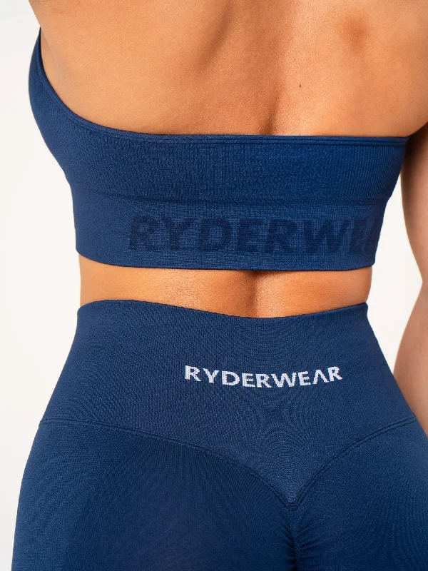 Lift Rib Seamless Halter Sports Bra - Navy