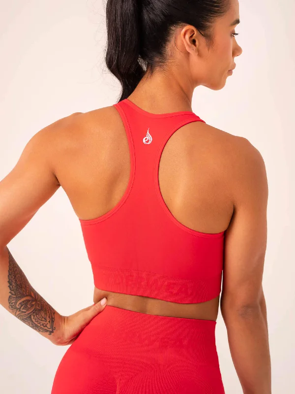 Lift Seamless High Neck Sports Bra - Chilli