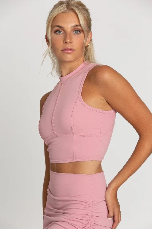 Light Mauve Sleeveless Crop Top