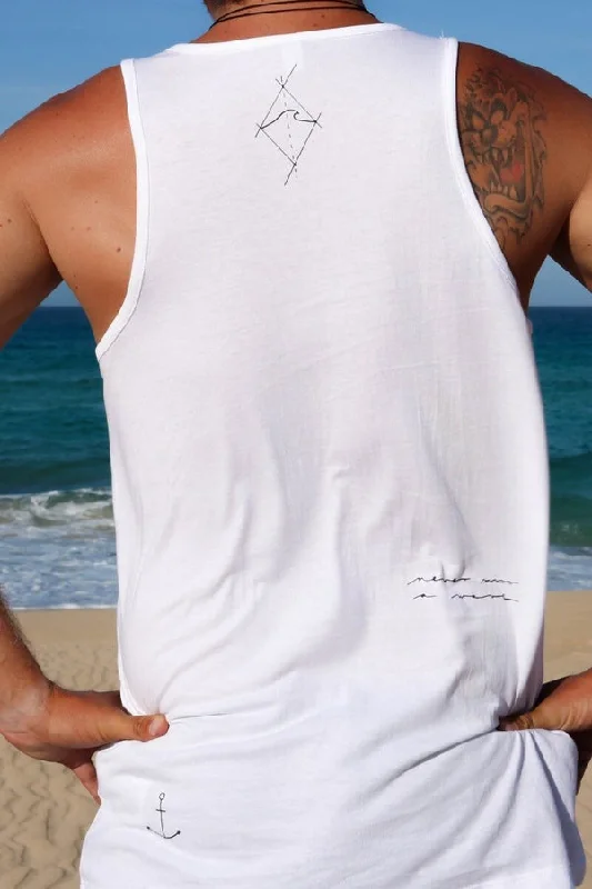 MANAWAI WEAR // SURF TATTOOS MENS TANK TOP - WHITE