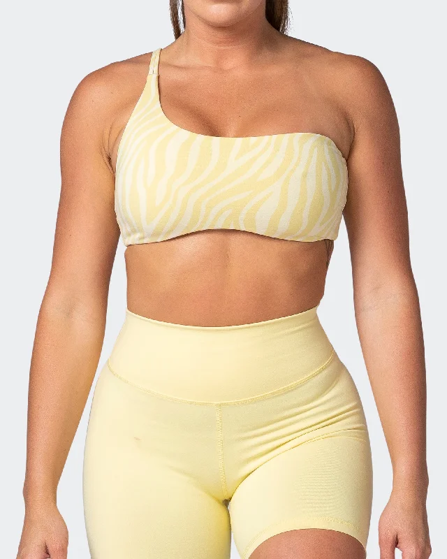 Movement One Shoulder Bralette - Lemon Zebra Print