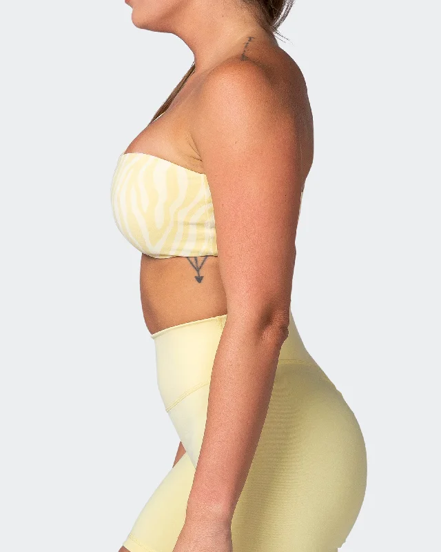 Movement One Shoulder Bralette - Lemon Zebra Print