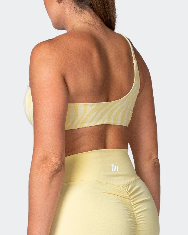 Movement One Shoulder Bralette - Lemon Zebra Print