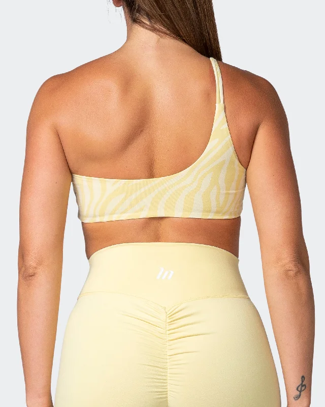 Movement One Shoulder Bralette - Lemon Zebra Print