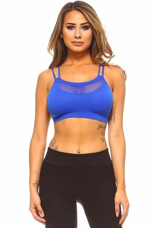 Multi Strap Sports Bra w/Front Mesh