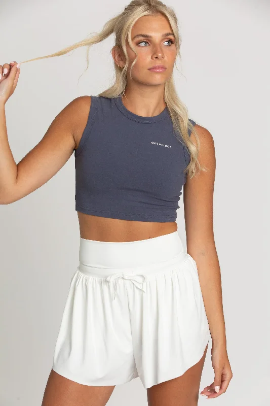 Navy Sleeveless Softy Crop Top