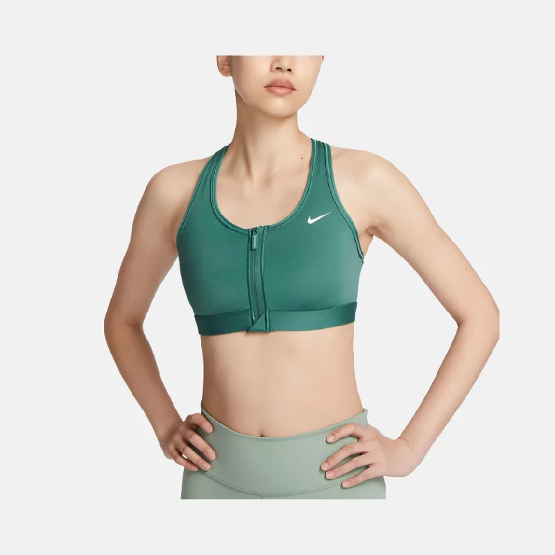 Nike Medium Strength Support Swoosh Inseam Lining Women's Training Bra -Green/White