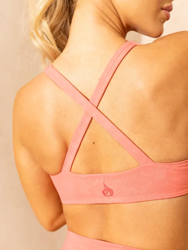 NKD Stonewash Twist Sports Bra - Coral Stonewash