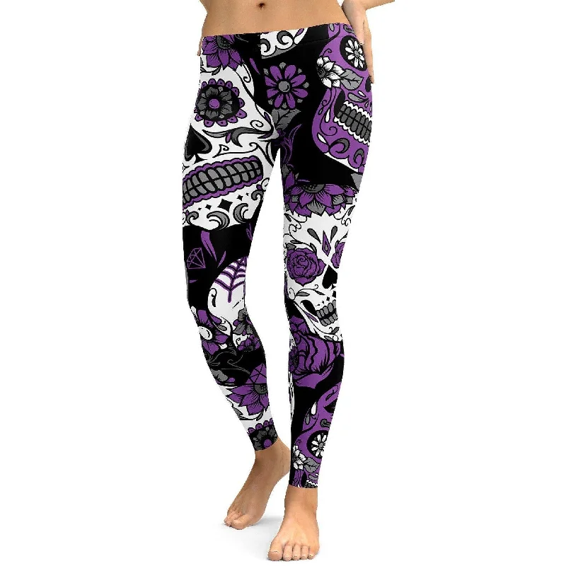 Purple Sugar Skull Leggings