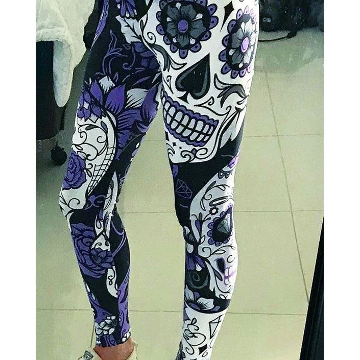 Purple Sugar Skull Leggings