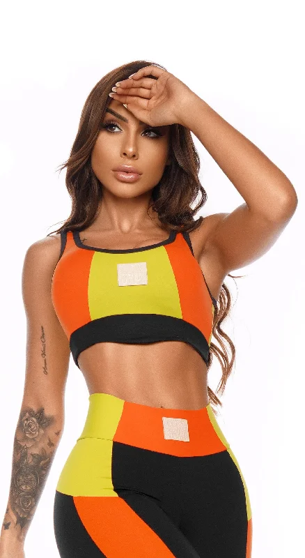 Racer Sports Bra - Black & Lime