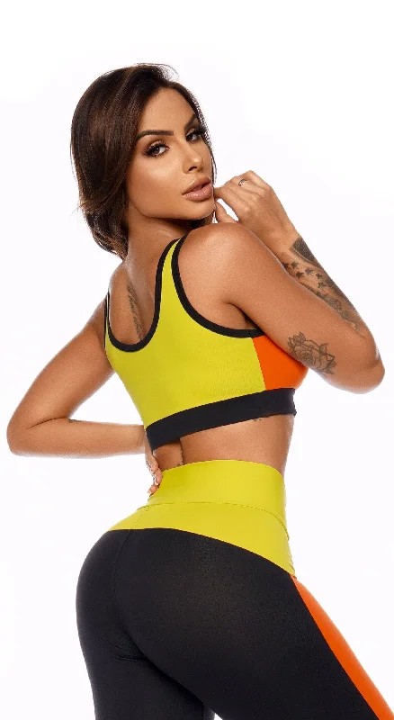 Racer Sports Bra - Black & Lime