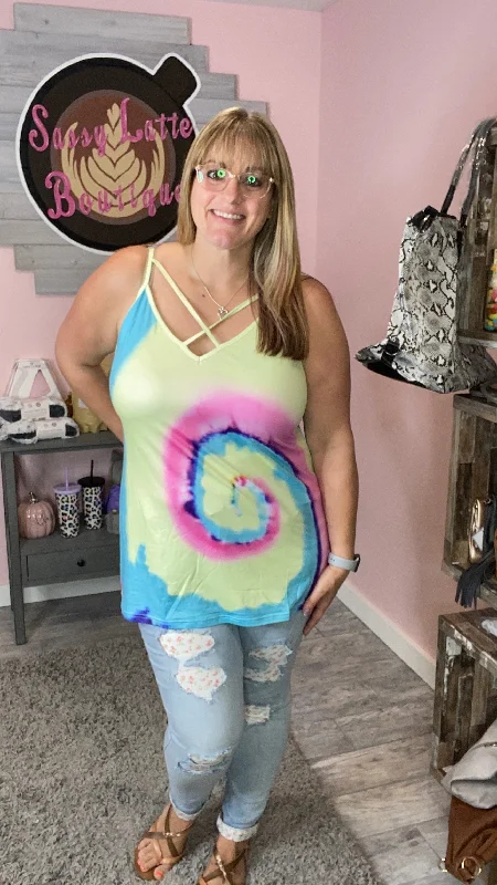 Rainbow Swirl Criss Cross Tank