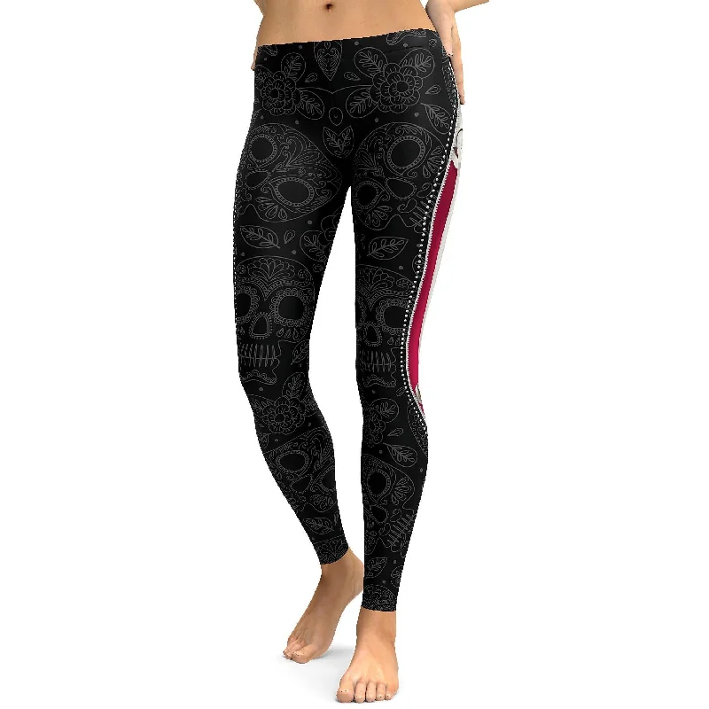 Realistic Skeleton with Black Zipper Leggings