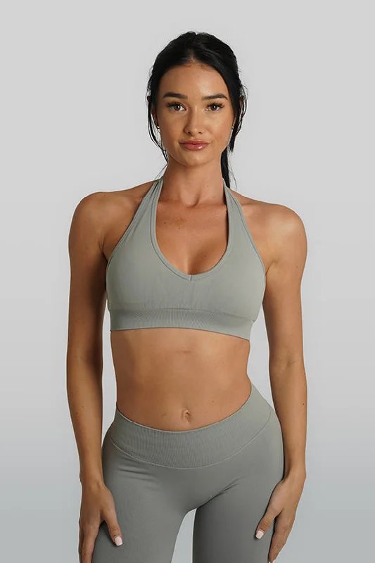 RECOIL HALTER CROP - LIGHT GREY