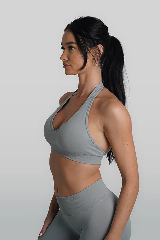 RECOIL HALTER CROP - LIGHT GREY