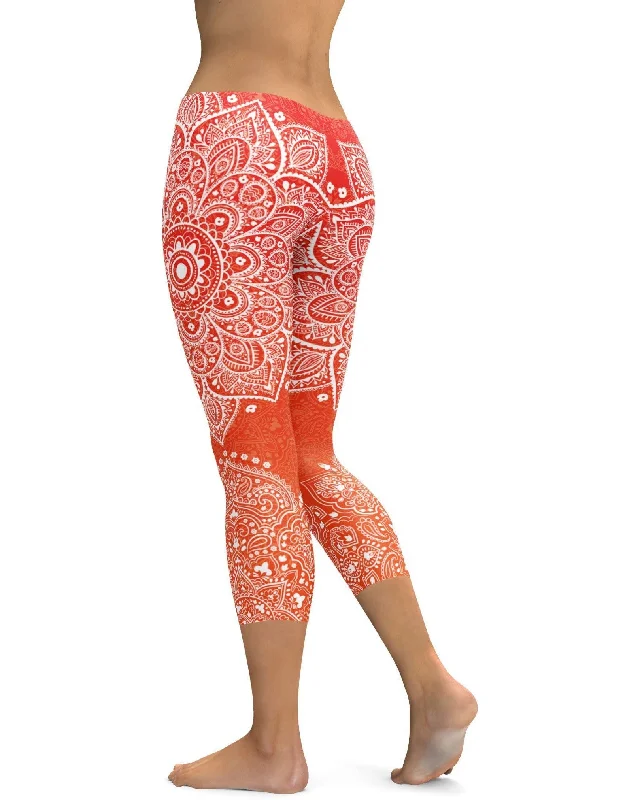 Red to Orange Mandala Capris