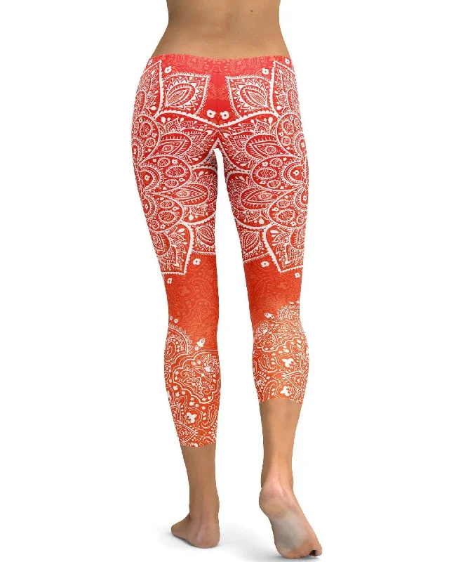 Red to Orange Mandala Capris