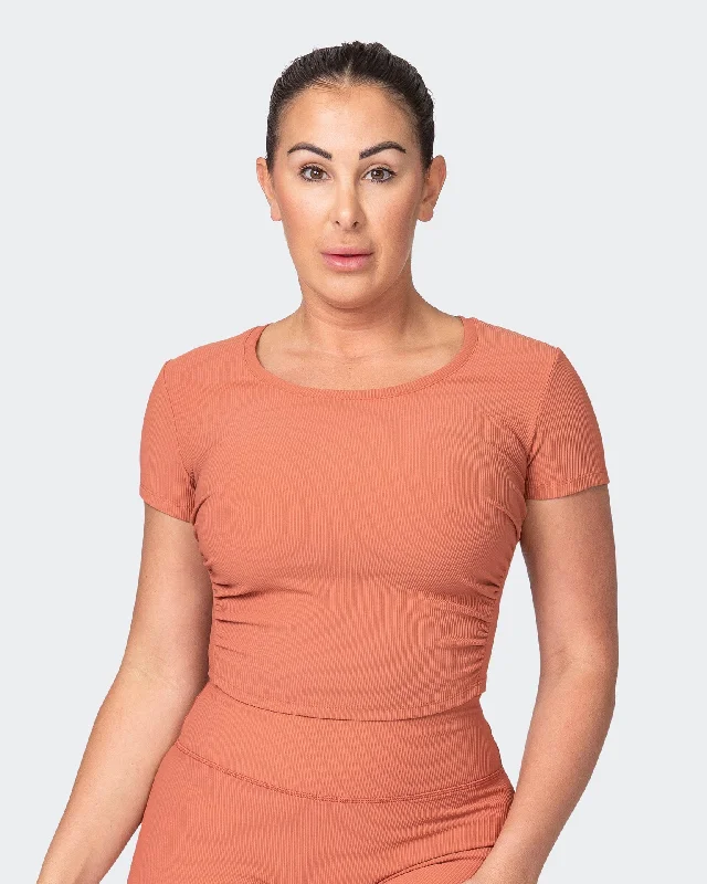 Rival Cropped Rib Top - Burnt Sienna