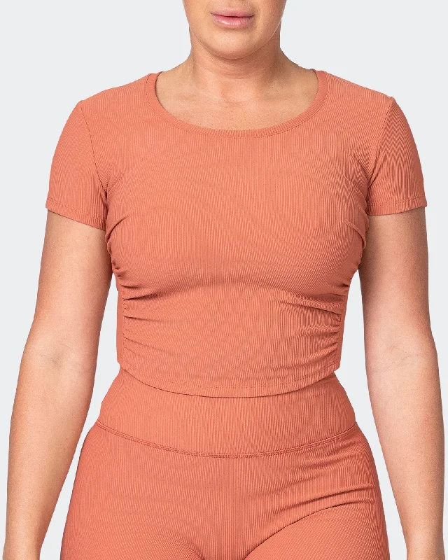 Rival Cropped Rib Top - Burnt Sienna