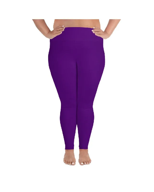 Solid Deep Purple Plus Size Leggings