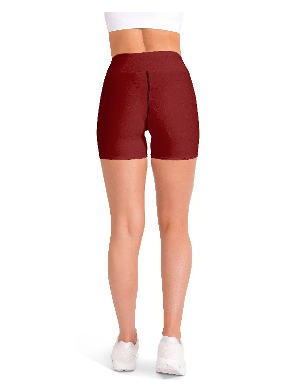 Solid Deep Red Yoga Shorts