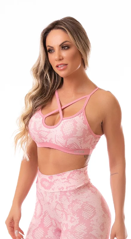 Obsession Snake Print Sports Bra - Pink