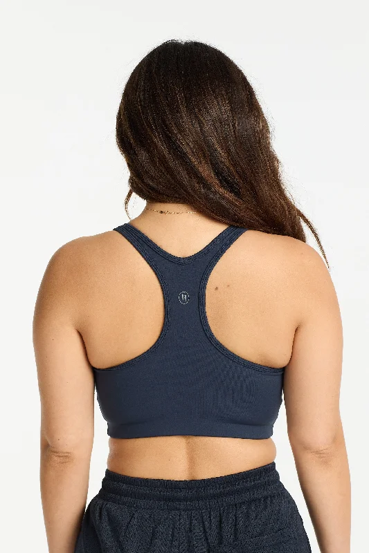 VARSITY 2.0 SPORTY BRA SLATE BLUE