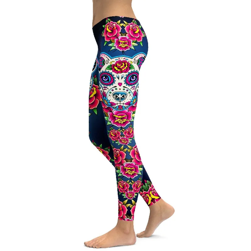 Sugar Skull Pitbull Leggings