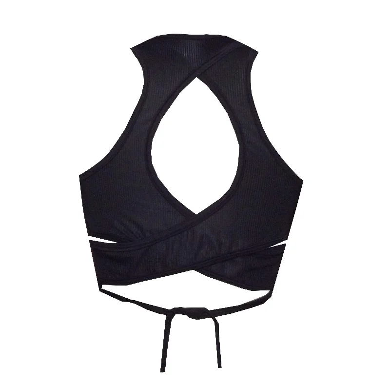 Sweetheart Sports Crop Top in Black BK43B