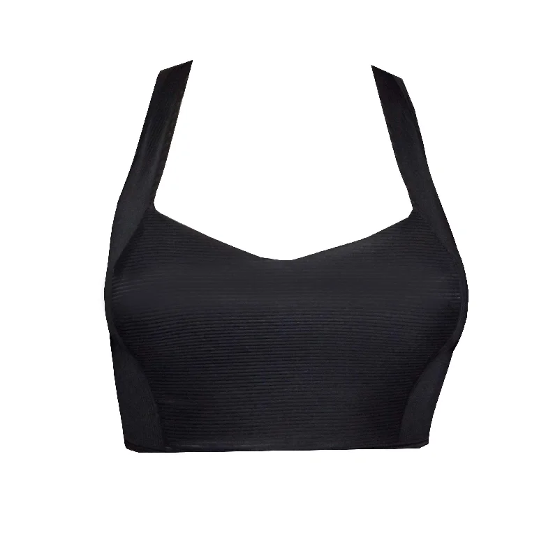 Sweetheart Sports Crop Top in Black BK43B