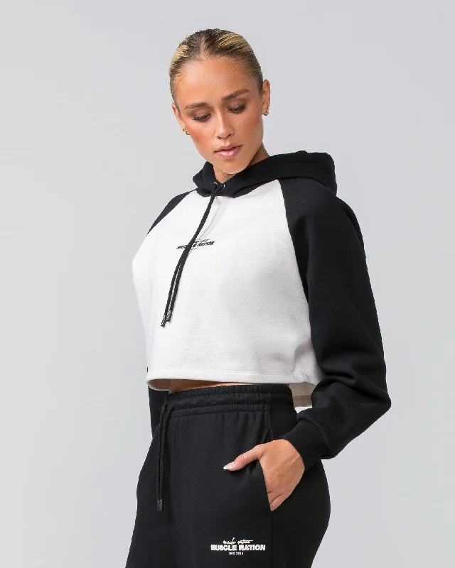 Timeless Cropped Hoodie - Black / Dew Marl