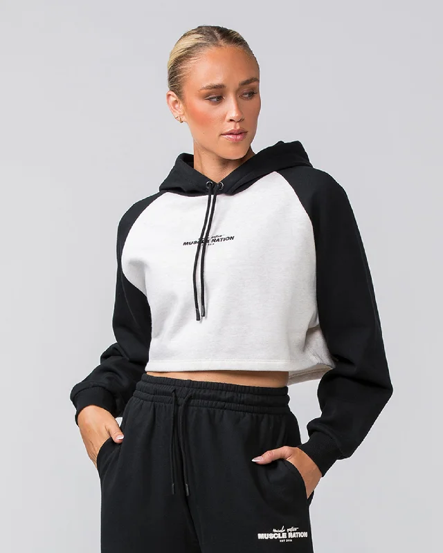 Timeless Cropped Hoodie - Black / Dew Marl