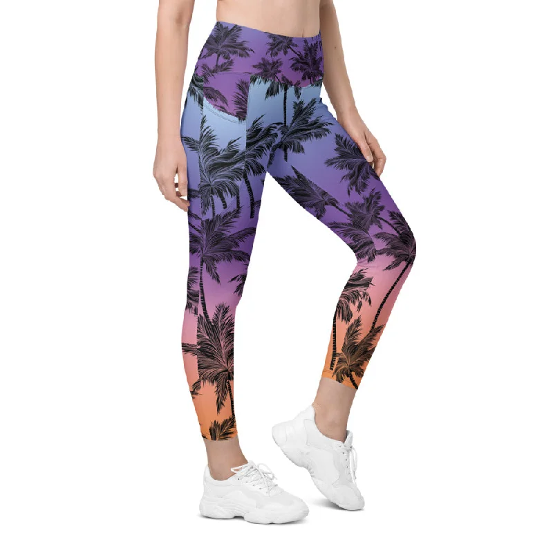 Tropical Palm Trees Leggings with Pockets