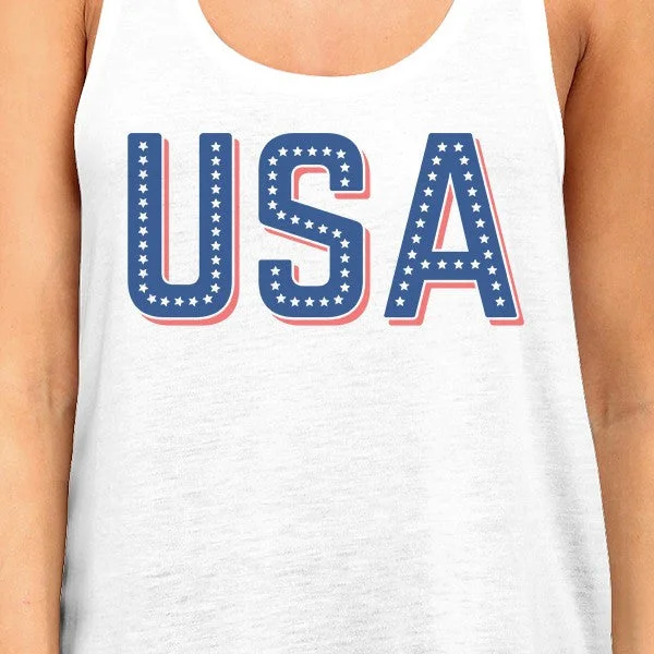 USA With Stars Womens Sleeveless Top Funny Independence Day Tanks