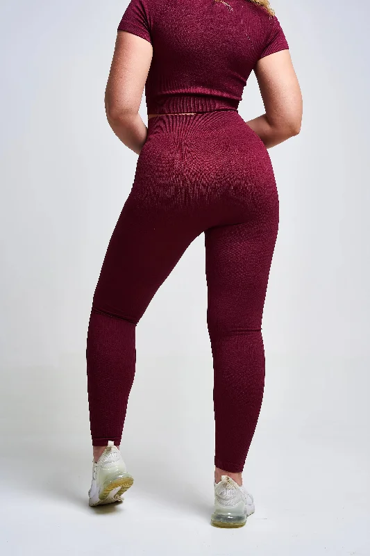 Vora Panel Recycled Seamless Crop Top – Burgundy