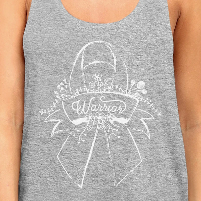 Warrior Breast Cancer Awareness Womens Grey Tank Top