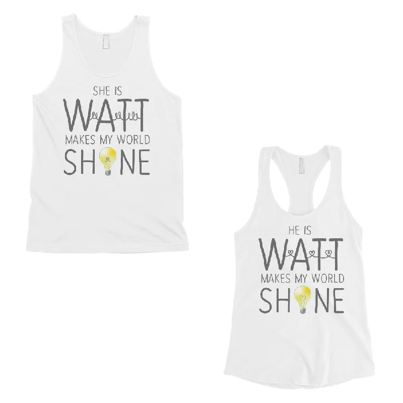 Watt World Shine Light Matching Couple Tank Tops For Anniversary