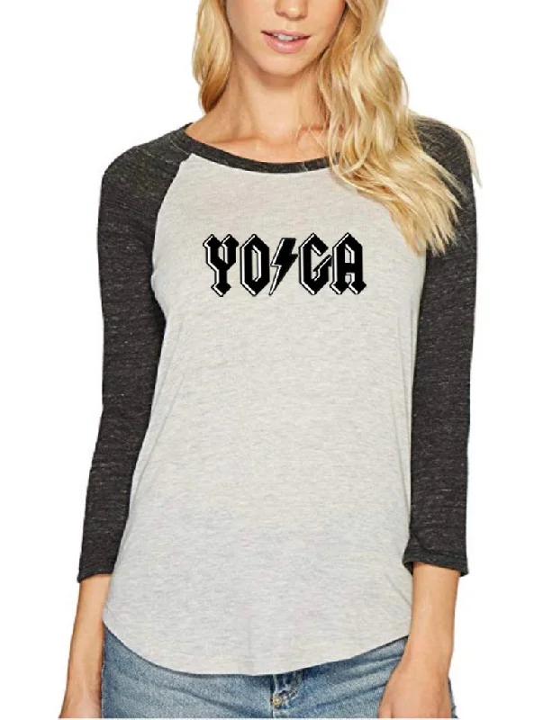 ""Whole Lotta Yogi"" Rock and Roll Yoga Trainer Raglan T-Shirt