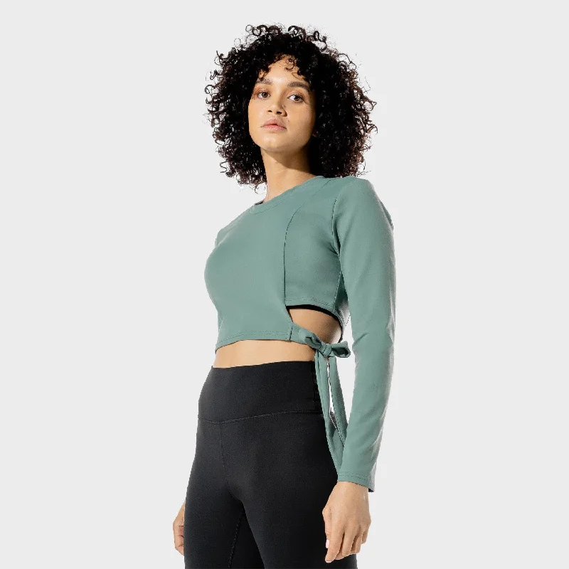 Women's Fitness - Tie Crop Top - Basil