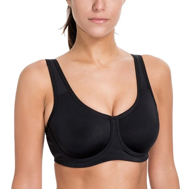 Women's Max Control Solid High Impact Plus Size Underwire Sports Bra