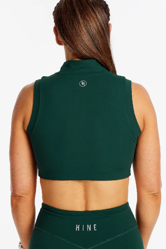 HYBRID ZIP UP TRAINING BRA PINE